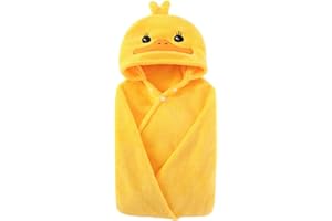 Moorfowl Duck Hooded Bath Towel Poncho for Kids Ultra Soft Baby Bath Towel Wrap Absorbent Toddler Bathrobe Towel Hooded Blanket Newborn Shower Gifts for Baby Boys Girls-28" x 55" (Yellow)