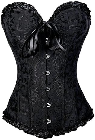 Spring fever Fashion Women Satin Bustiers Corset Wedding Dress Push Up Shapewear Black 4XL(For Waist 91-95cm, UK 16-18)