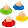 Vicloon Egg Holder Set, 4PCS Silicone Egg Cups Set Egg Cups Stand for Kitchen Boiled Eggs Breakfast
