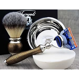 Haryali London 6Pc Mens Shaving Kit 5 Edge Razor, Synthetic Badger Hair Brush, Bowl, Stand, Soap and Alum Perfect Set… - Image 4