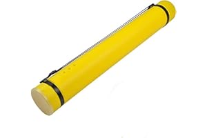 DEWEL Document Storage Poster Tube Plastic Waterproof Telescoping Adjustable Teletube Expandable 63cm to 107cm with Carrying Strap, Storage for Artworks, Drawing, Flip Chart (Yellow)