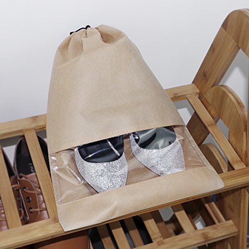 Schuh-Aufbewahrungsbeutel mit Tunnelzug, transparentem Fenster, Reise-Schuhbeutel, 5er Pack, - 3
