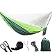 Produktbild Doppel-Hängematte mit Moskito-Netz, Leichtgewicht Camping UnderDecke, Ultralight Portable Windproof Anti-Mosquito, Swing Sleeping Hängemck Bett für Outdoor,green+darkgreen,290 * 140CM