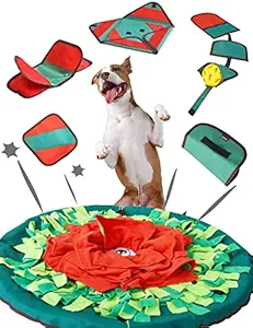 SNiFFiz SmellyMatty Dog Puzzle Toys - Food Snuffle Mat - Large Nosework Blanket + 5 Interactive Brain Teaser Treat Dispenser for Foraging Instinct, Indoor Boredom Stress Relief - Tricky Feeding Games