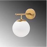 Amber LED Parlak Gold Camlı Aplik Duvar Lambası E14 Uyumlu 15x24x24 cm Oturma Odası Aydınlatma, Altın-10725