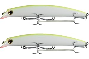FISHZONE - 2 x Konichi Otaru Floating Diver Hard Lures - 12cm / 17g - Depth 90cm Specialist Bass - Two VMC Marine reble Hooks (3 Colours) For Bass & Predatory Fishing