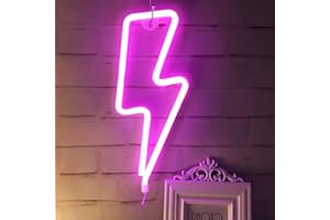 JEMESI Lightning Neon Lights, LED Sign Wall Decor, Pink Neon Lights powered by USB,Gamer Gifts for Party, Bedroom, Party Supplies