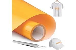 NCRGB Vinilo Textil Termoadhesivo Vinilo(Añadir Herramienta) Papel Transfer para Camisetas,Plotter de Corte,Vinilo Termoadhesivo Textil Fácil de Cortar y Transferir (30.5×400cm, Naranja)