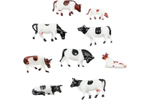 Alnicov 9 Piezas de Modelos de Figuras de Animales de Granja, 1:87 Modelo Bien Pintado de Vacas y Figuras para Modelo a Escala HO, diseño de Paisaje de Tren, Paisaje en Miniatura Nuevo