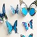 12 Pieces 3D Butterfly Stickrs Fashion Design DIY Wall Decoration House Decoration Babyroom Decoration-BLUE