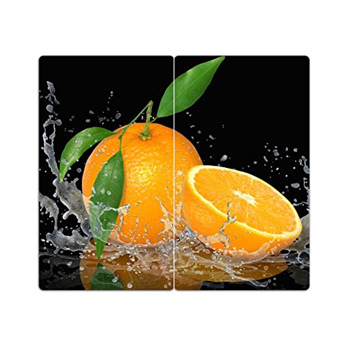 Herdabdeckplatten aus Glas m. Noppen von DekoGlas 2er-Set Herdabdeckung Schneidebrett Spritzschutz Orange