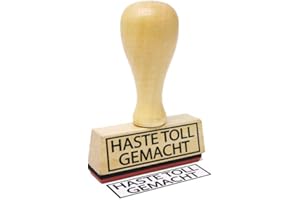‎STEMPLINO Stemplino® Textstempel - haste toll gemacht - 50mm x 15mm Holzstempel mit Text Bürostempel Firmenstempel Stempel Büro Text Stempel