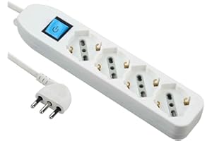 Electraline 62069 Multipresa 4 posti polivalenti (schuko + 10/16A) con interruttore - cavo 1,5 m bianco