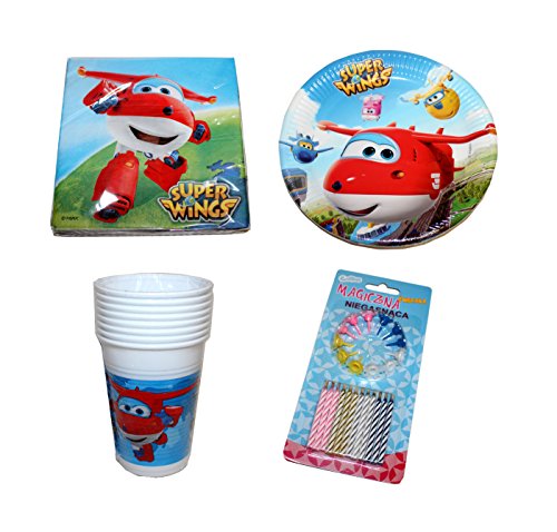 Super Wings 48 teiliges Party Geschirr und Deko Set