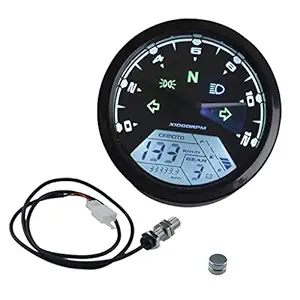 MagiDeal LCD Digital Tachometer Speedometers Odometer Fits for Motorcycles 12000RPM KMH MPH