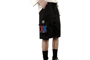 WESTTREND Unisex Anime Darling in The FRANXX Kurze Hose 002 Overalls Lose Freizeit Jogginghose Zero Two Shorts mit Zwei Seitentaschen