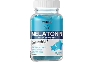 Weider Melatonin Gummies 60 Żelek - Melatonina w Żelkach na Lepszy Sen, z Witaminą B6, bez Glutenu i Cukru, Smak Jagodowy