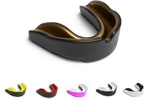 ARSTORMS Sports Mouth Guard Adults and Junior Gum Shield with case Mouth Guard for Jaw Protection in Contact Sports Boxing MMA Rugby Football Hockey Martial Arts (Adult Above 11 Years, Black/Golden)