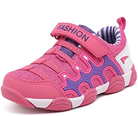 Luckly Grace Unisex Mesh Breathable Non-slip Trainers Road Running Trekking Shoes Velcro Lightweight Outdoor Sport Athletic Gymnastics Tennis Hiking Sneakers for Boys Girls (10 UK Child, Red)