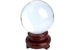 Roellgs K9 100mm Crystal Clear Glass Sphere - For Meditation Divination Camera Photo Shoot Home Office Landscape Decoration Art Decoration with Wooden Base