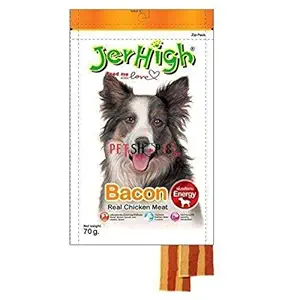 Jer High Dog Treats Bacon (70 g) Pack of 10