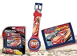 Disney Cars WD17955 Kinder Digital Armbanduhr und Geldbeutel, Lightning McQueen