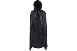 REDSTAR FANCY DRESS Schwarzer Umhang mit Kapuze für Sensenmann Kostüm Erwachsene – Horror Kostüm, Hexenkostüm Damen, Vampir Umhang – Halloween Kostüm Männer und Frauen – Einheitsgröße