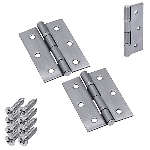 Preisvergleich Produktbild 2 Scharniere Edelstahl Türband Türscharnier Beschlag Möbelband Gestanzt Klappbar Schrank Boot + Schrauben, Modell:L 4.8 cm / B 3.5 cm