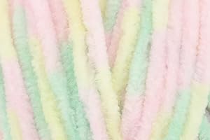 KHASO James C Brett Flutterby Chunky Yarn, 100% Polyester Chenille Texture for Crochet Knitting Wool Baby Garments - 100g Balls - Spring Print (B38) - Pack of 5