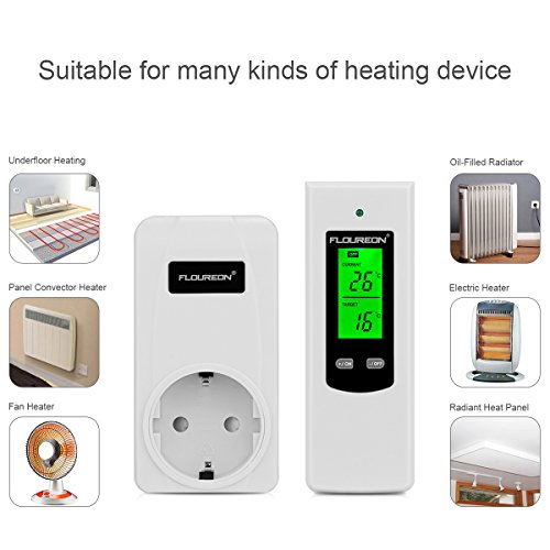 Floureon TS-808 Wireless Steckerthermostat RF Stecker Thermostat Temperaturregler Temperatur Regler Controller - 2