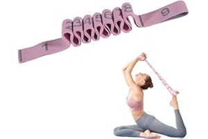 FENQURO elastique musculation, elastique sport, Ceinture de yoga élastique avec 9 boucles pour pilates, fascias, musculation, étirement du corps, ballet, danse, fitness（rose）