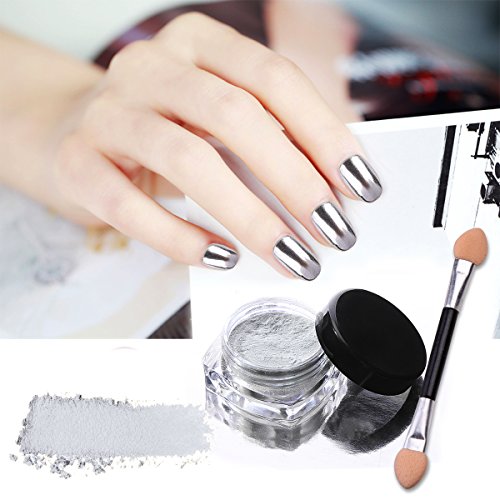 VALUE MAKERS® Pigmente/Glitzerpuder mit Chrom-Effekt für die Nägel, metallisches Finish, 3 verschiedene Farben inklusive Schwamm-Applikator, je 2g - 4