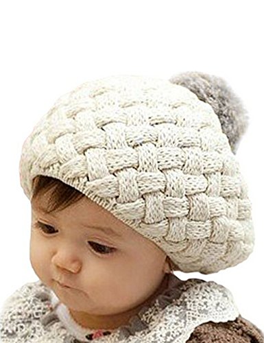 Feng Cute Baby Kids Girls Cute Warm Winter Knit Crochet Beanie Hat Cap (Rice)