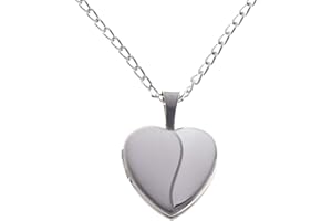 Alexander Castle 925 Sterling Silver Locket Necklace for Girls Children - 12mm x 12mm Small 2 Tone Heart Locket with 16" Silver Chain & Jewellery Gift Box