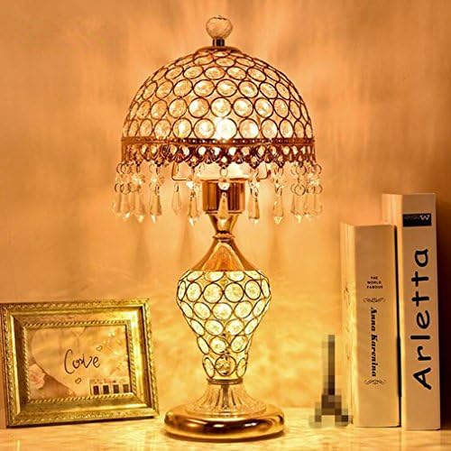 XIAOJIA European Crystal Table Lamp, Bedroom Bedside Lights, Creative Warm Wedding Room Modern Simple American Table Lamp?Three Colors to Choose From , golden