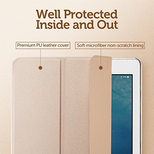 iPad Pro 9.7 Hülle, ESR® [Rubberized / Gummiert] PU Ledertasche Auto Aufwachen / Schlaf Funktion Schutzhülle mit Gummi-Spray für iPad Pro 9.7 (Gold) - 3