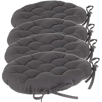 Coussin De Siège Antidérapant Avec Attaches - Gris Clair, 30x30x8 Cm, Housse Coton/lin Amovible