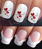 VALENTINES DAY WATER NAIL TRANSFERS DECALS STICKERS ART SET #05 & 172. **plus x48 nail tip guides!!** x16 HEARTS TRIO & SWIRLS GIRLFRIEND WIFE TATTOO WRAPS & x48 FRENCH MANICURE TIP GUIDES! CAN BE USED WITH NATURAL GEL ACRYLIC STICK ON NAILS! OR WITH GLITTER DUST CAVIAR BEADS ALLOYS DECORATIONS CONFETTI FIMO SHAPES TAPE PENS RHINESTONES!
