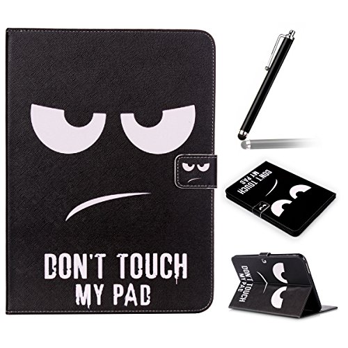 Galaxy Tab 4 10.1 Hülle,Ukayfe Schwarz Augen Don't Touch My Pad Painted Schutzhülle fur Galaxy Tab 4 10.1 SM-T530 Ledertasche Lederhülle Smart Case Cover,[Bunt Muster Design] Kunstleder Tasche PU Leder Schutzhülle Brieftasche Etui Schale Hülle for Galaxy Tab 4 (10.1 Zoll) SM-T530 mit 1 x Schwarze Eingabestift