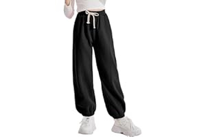 Rolanko Pantalon de Survêtement en Molleton pour Filles, Pantalon de Jogging de Sport Uni, Bas de Survêtement pour Enfants