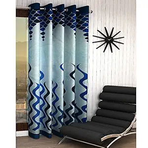 India Furnish Polyester Eyelet 1 Piece Window Curtain Set - 5 Feet, Blue