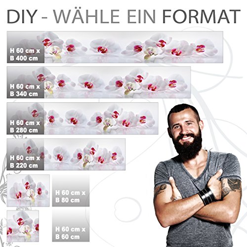 Küchenrückwand selbstklebend Pro “ ORCHIDEEN ENSEMBLE “ 60 x 220cm DIY – Do It Yourself - 2