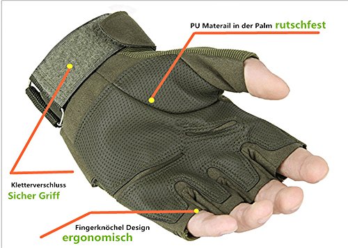 Leefrei® Herren Taktische Handschuhe fingerlos Handschuhe Fahrradhandschuhe Motorrad Handschuhe outdoor sport Handschuhe Fitness Handschuhe Army Gloves Ideal für Airsoft, Militär,Paintball,Airsoft, Jagd … - 2