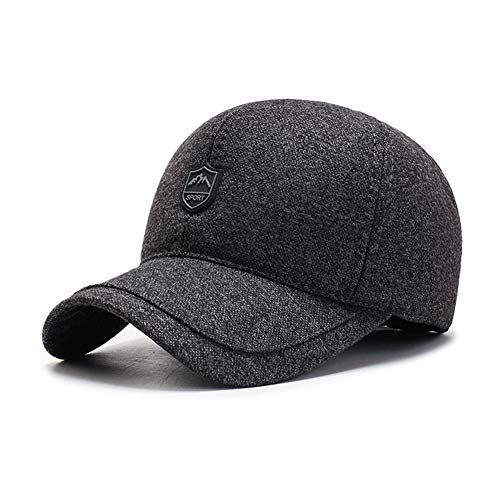 WETOO Gorra de béisbol con Visera de Lana de Invierno para Hombre Orejeras cálidas A Prueba de Viento Unisex Sombreros para Correr Ajustados de algodón Simples para Trabajar al Aire Libre o Deportes