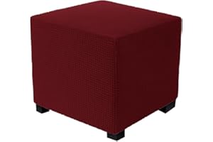 Hoowarm Ottoman Covers Elastic Luxury Footstool Protector Slipcover 40x40/45x45/50x50cm Square Ottoman Slipcovers Jacquard Soft Stool Covers for Living Room (Color : #14, Size : 50x50cm/19.6x19.6)