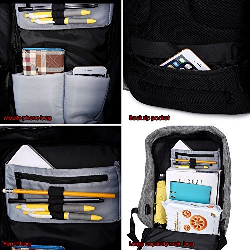 Anti Diebstahl Laptop Rucksack, Fresion 14 -15 Zoll Business Wasserabweisend Rucksäcke Daypack für Damen Herren Student für Schule Reisen Outdoor Backpack mit 35L / USB-Anschluss - 4