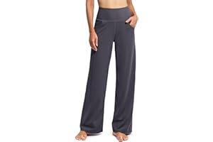 Promover Women's Activewear Trousers Straight Wide Leg with Pockets Yoga Pants Stretch Work Tracksuit Bottoms Gym Joggers Causal Tummy Control Lounge Pants Petite/Regular/Tall