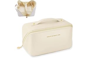 SJBAUTYO 1PCS Borsa Cosmetica da Viaggio Donna in Morbida Pelle PU, Grande Capacità, Organizer Porta Toilette Trucchi