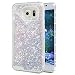 Produktbild EMAXELEERS Samsung Galaxy S7 Hülle Liquid Flüssige Fließend Glitzer Klar Hart Plastik durchsichtig Tasche Handytasche Hülle Schale Etui Für S7,Silver Liquid-Blue Heart