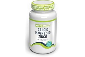 WHY NATURE CALCIO MAGNESIO ZINCO - Integratori Stanchezza - Integratori Alimentari con Magnesio, Zinco e Potassio - Senza Glutine - 120 cpr